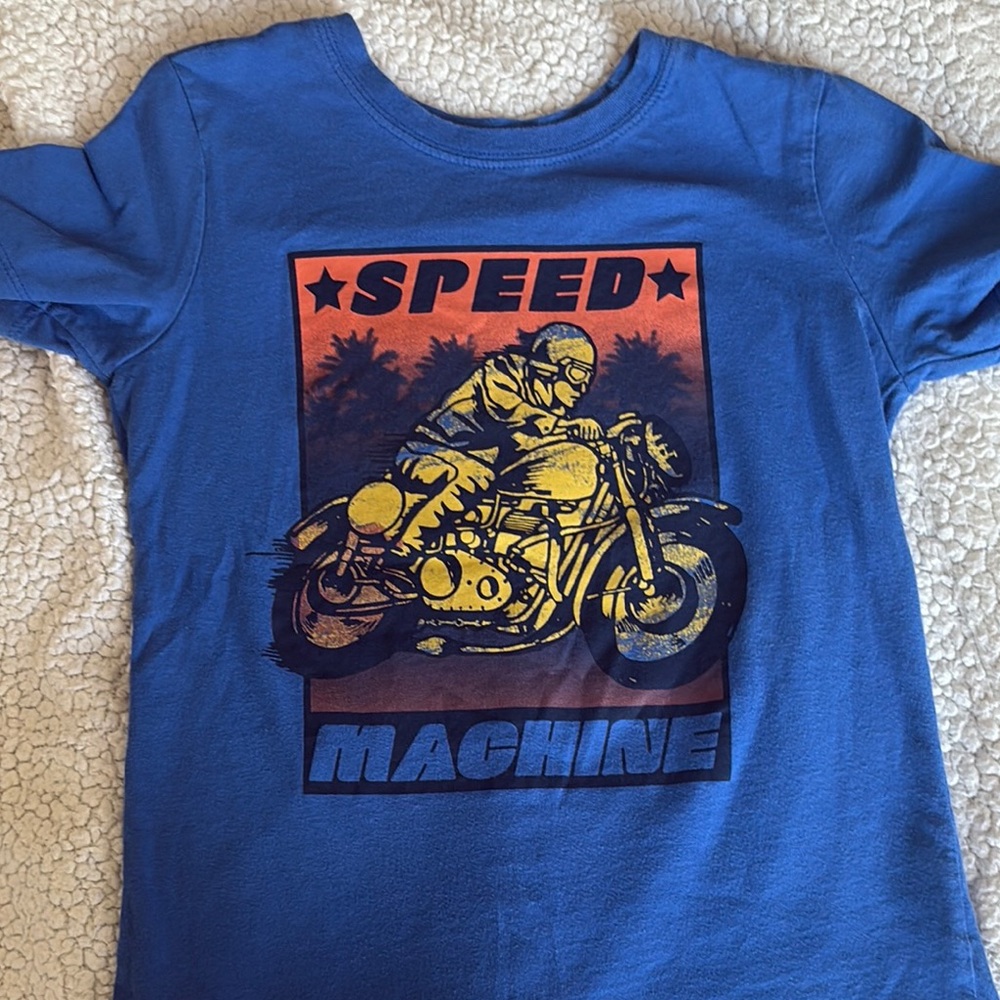 Carter's Blue Short Sleeve Tee with Motorcycle Graphic